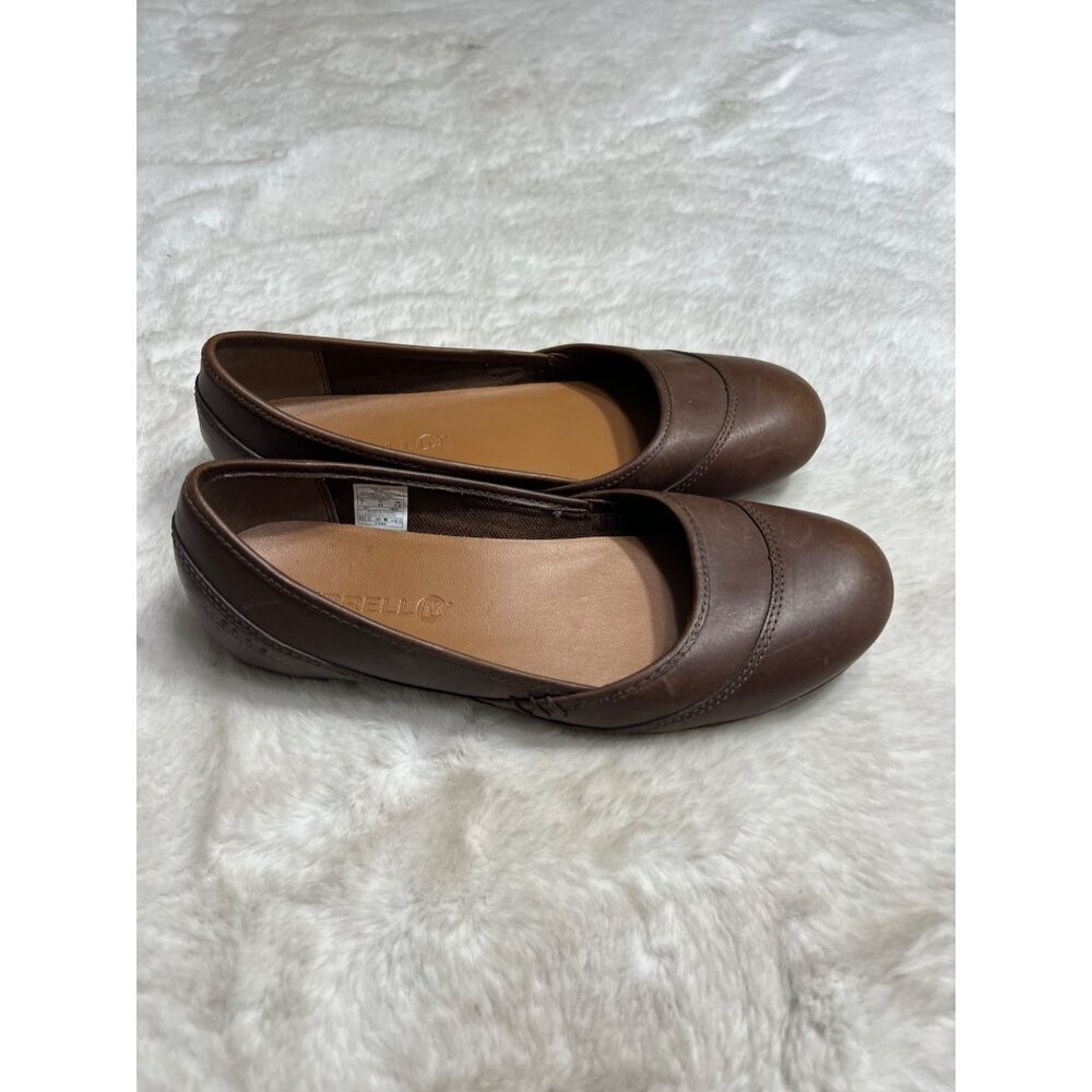 Merrell dark brown earth leather ballet slip on shoe womens size  7